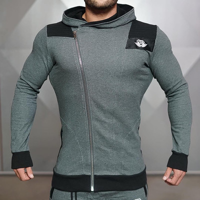 Top sport pentru barbati cu gluga in mai multe culori cu fermoar lateral