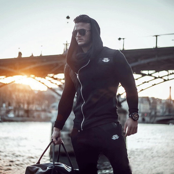 Top sport pentru barbati cu gluga in mai multe culori cu fermoar lateral