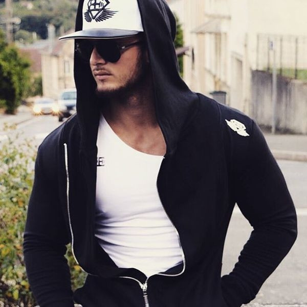 Top sport pentru barbati cu gluga in mai multe culori cu fermoar lateral