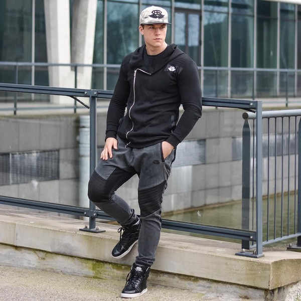 Top sport pentru barbati cu gluga in mai multe culori cu fermoar lateral