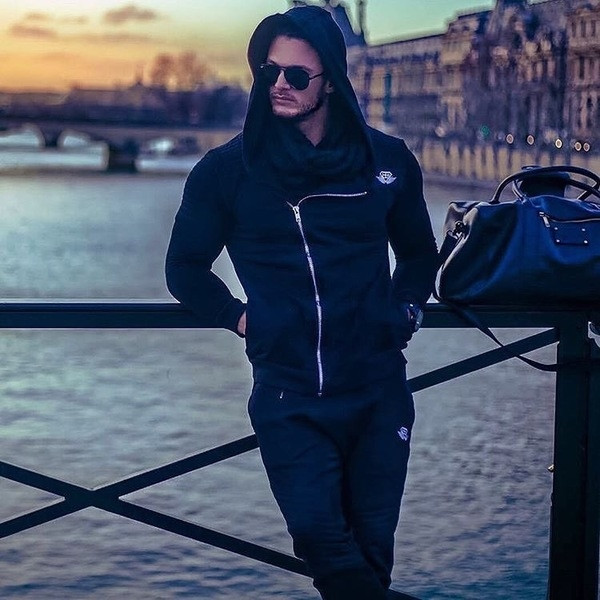 Top sport pentru barbati cu gluga in mai multe culori cu fermoar lateral