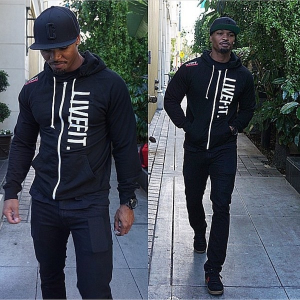 Αθλητικό ανδρικό φούτερ  με κουκούλα σε διάφορα χρώματα με επιγραφή