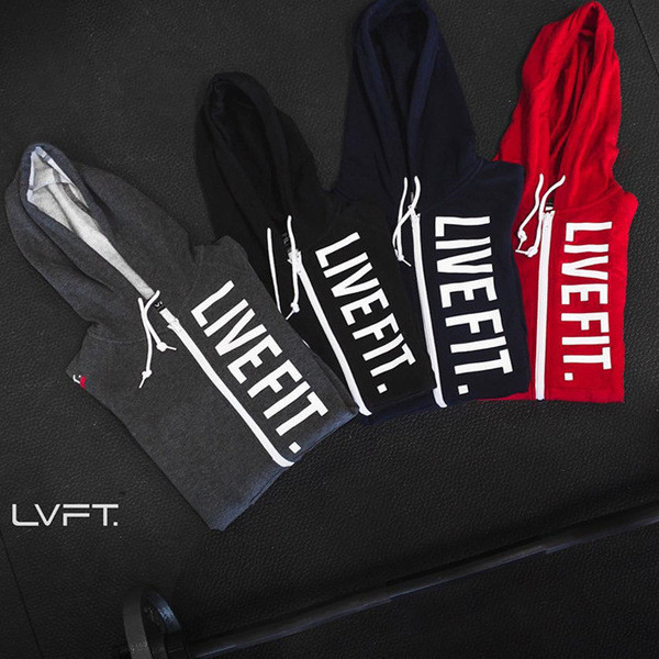 Αθλητικό ανδρικό φούτερ  με κουκούλα σε διάφορα χρώματα με επιγραφή