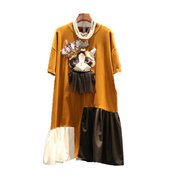 Κομψό γυναικείο μπλουζοφόρεμα  μεγέθους MAXI - ενδιαφέρον μοντέλο με εφαρμογή