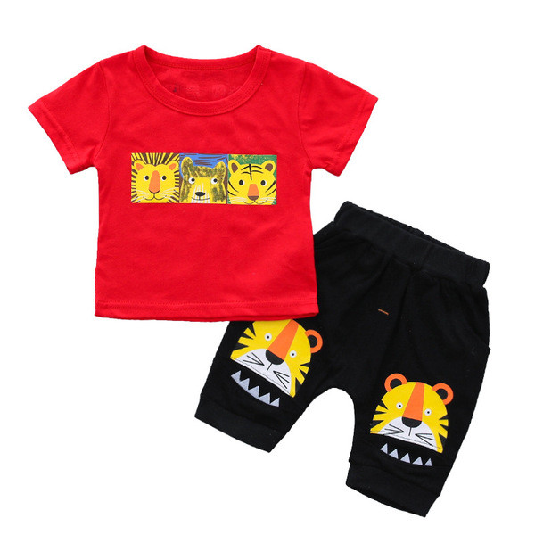 Βρεφικό σετ για αγόρια  - μπλουζάκι με κοντό μανίκι και παντελόνι σε τρία χρώματα