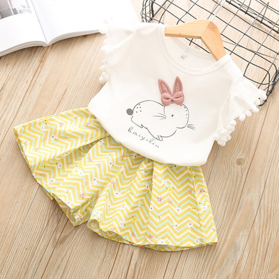 Παιδικό σετ για κορίτσια, μπλουζάκι με κοντό μανίκι και σορτς σε δύο χρώματα