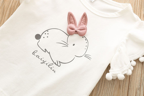 Παιδικό σετ για κορίτσια, μπλουζάκι με κοντό μανίκι και  σορτς σε δύο χρώματα