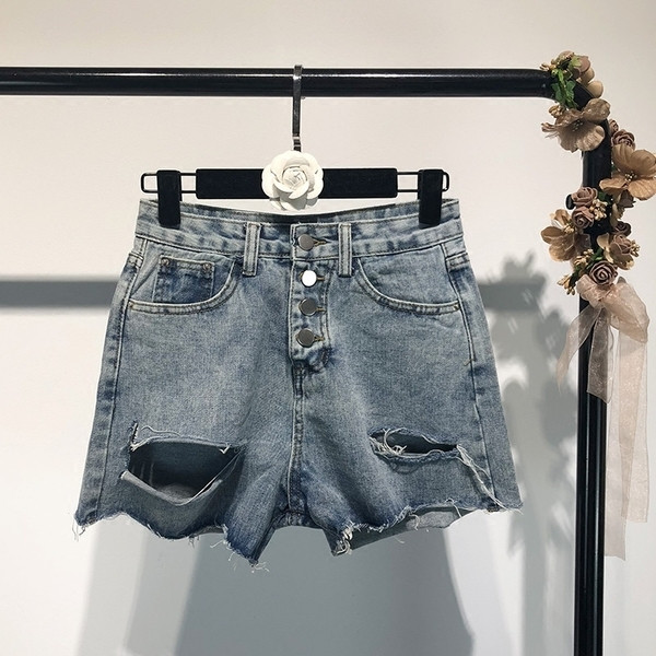 Σύγχρονα γυναικεία σορτς τζιν με ψηλή μέση