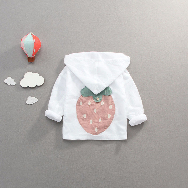 Geaca pentru bebelusi cu gluga si aplicatie in roz si alb