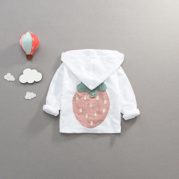 Geaca pentru bebelusi cu gluga si aplicatie in roz si alb