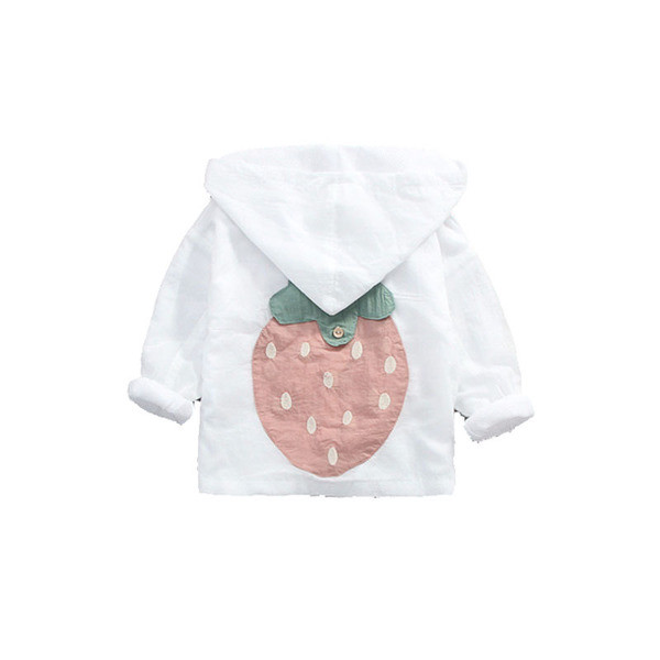 Geaca pentru bebelusi cu gluga si aplicatie in roz si alb