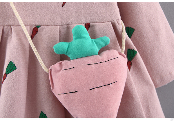 Rochie pentru bebelusi cu maneci lungi in roz si galben