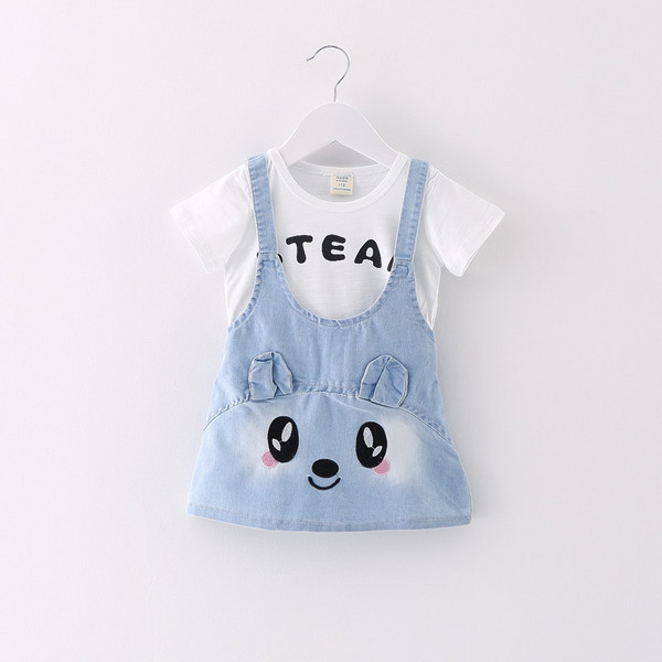 Set pentru bebeluși din două părți, inclusiv o rochie și un tricou în alb și roz