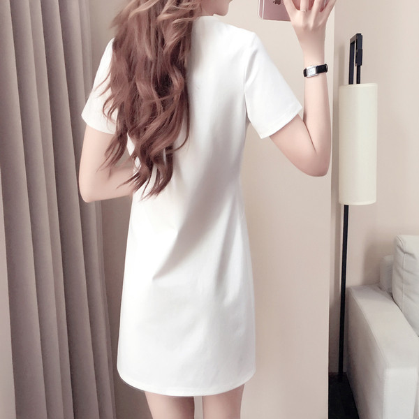 Rochie casual dama cu decolteu in V si panglica in doua culori