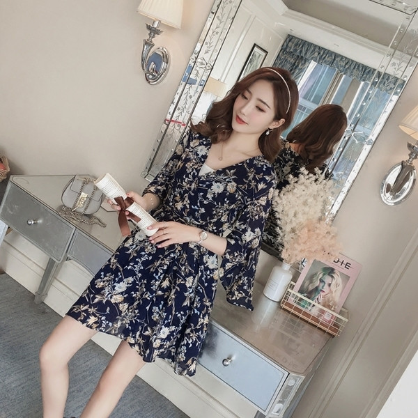 Γυναικείο φόρεμα με φαρδύ μανίκι με φυτικά μοτίβα σε διάφορα χρώματα