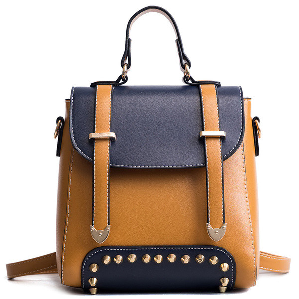 Rucsac de dama in stil retro din piele ecologica cu elemente din nituri metalice