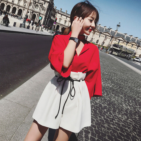 Set elegant de fusta si camasa de dama in doua culori