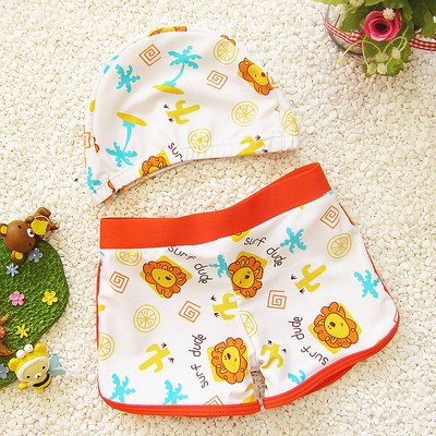 Costum de baie pentru baieti pentru copii cu imprimeu in doua culori cu casca de inot