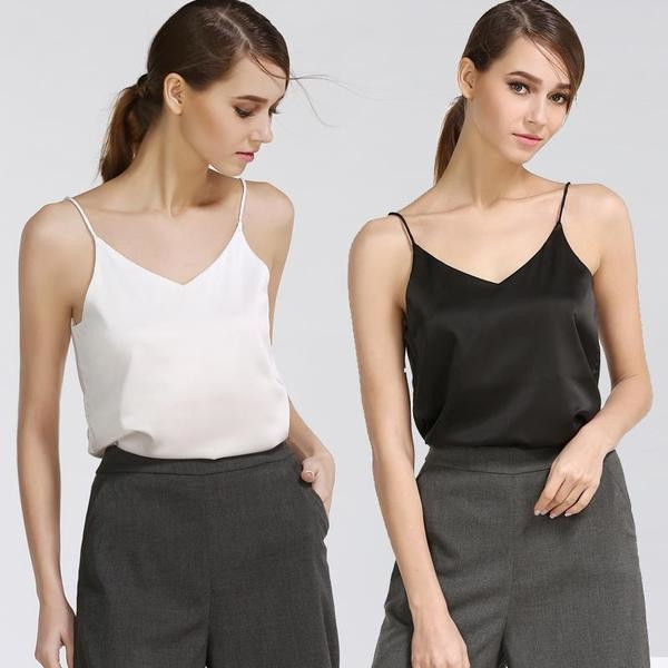 Maieu modern de damă din satin cu decolteu în V în mai multe culori