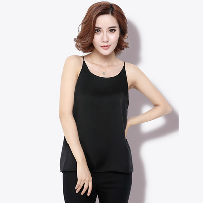 Μοντέρνο σατέν γυναικείο αμάνικο σε λευκό / μαύρο / κόκκινο χρώμα