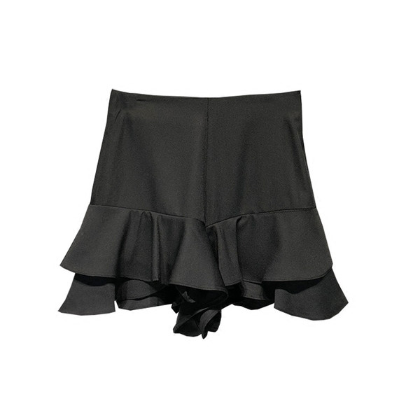 Pantaloni scurți eleganti de damă în negru, cu talie înaltă