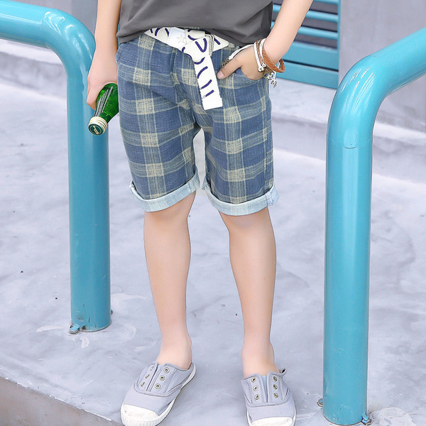 Pantaloni scurti casual copii in carouri pentru baieti