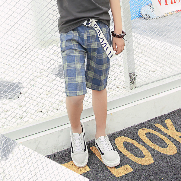 Pantaloni scurti casual copii in carouri pentru baieti