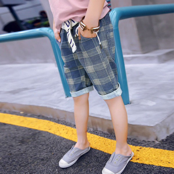 Pantaloni scurti casual copii in carouri pentru baieti