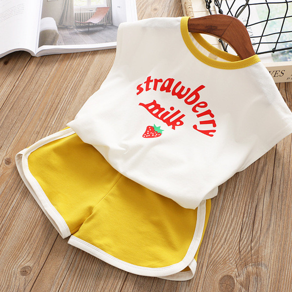 Set de vară pentru copii pentru fete - tricou cu inscripție și pantaloni scurți