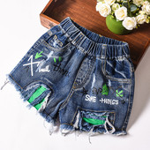 Pantaloni scurți pentru fete pentru copii cu broderie, motive colorate și broderii