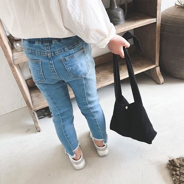 Elasztikus gyermekfarmer lányoknak magas derékkal