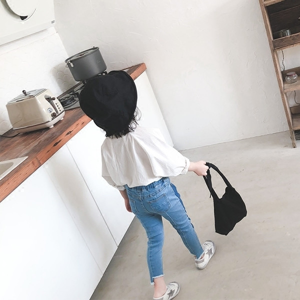 Elasztikus gyermekfarmer lányoknak magas derékkal