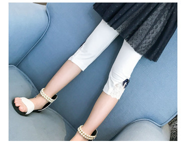 Παιδικό κολάν  για κορίτσια σε δύο χρώματα με δαντέλα και κορδέλα