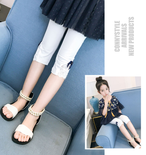 Παιδικό κολάν  για κορίτσια σε δύο χρώματα με δαντέλα και κορδέλα