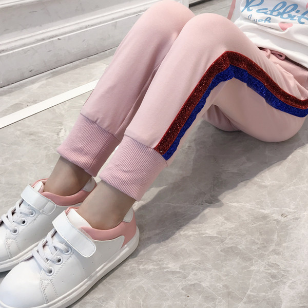 Gyermek sport- és alkalmi nadrág két színben, magas derékkal, színes szegéllyel