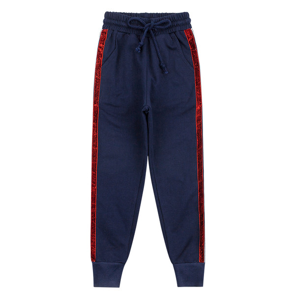 Gyermek sport- és alkalmi nadrág két színben, magas derékkal, színes szegéllyel