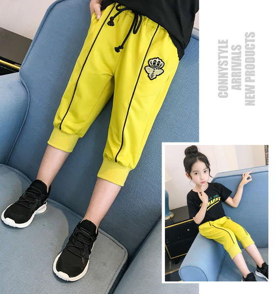 Pantaloni copii moderni pentru fete in doua culori cu broderie