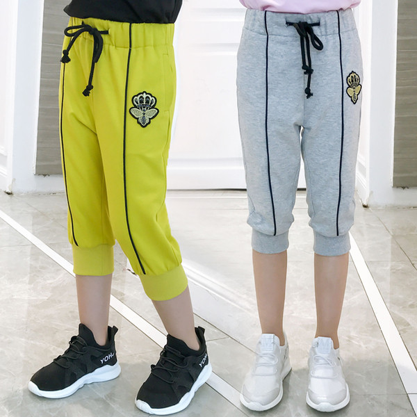 Pantaloni copii moderni pentru fete in doua culori cu broderie