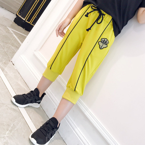 Pantaloni copii moderni pentru fete in doua culori cu broderie