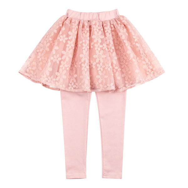 Fusta eleganta din dantela pentru copii cu pene in broderie florala