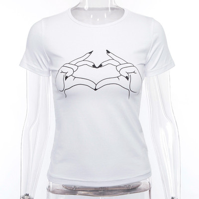 Tricou dama sport-casual de culoare alba cu imprimeu