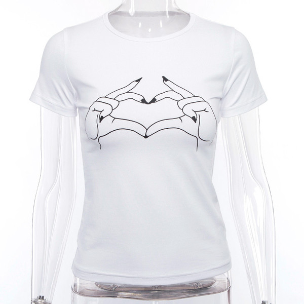 Tricou dama sport-casual de culoare alba cu imprimeu