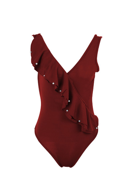 Costum de baie complet NOU elegant pentru femei, în patru culori, cu decolteu în V adânc cu decor