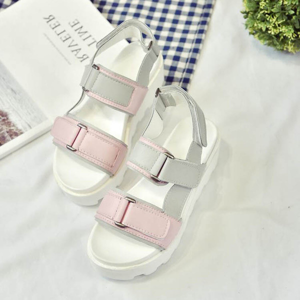 Sandale casual dama cu platforma si bretele late in doua culori