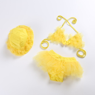 Costum de baie pentru copii in doua parti in mai multe culori cu dantela si volane