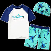 Детски бански костюм за момчета от две части с апликация акула