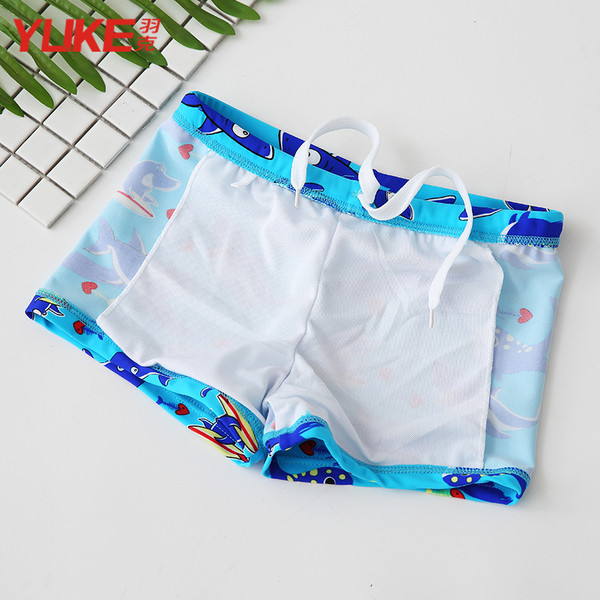 Детски бански за момчета в син цвят с апликация акули