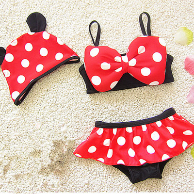 Három részes gyerek fürdőruha 3D szalagdíszítéssel