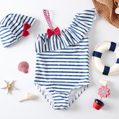 Παιδικά μαγιό με καπέλο  με κορδέλα