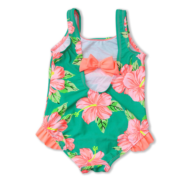 Costum de baie intreg pentru fete cu model floral